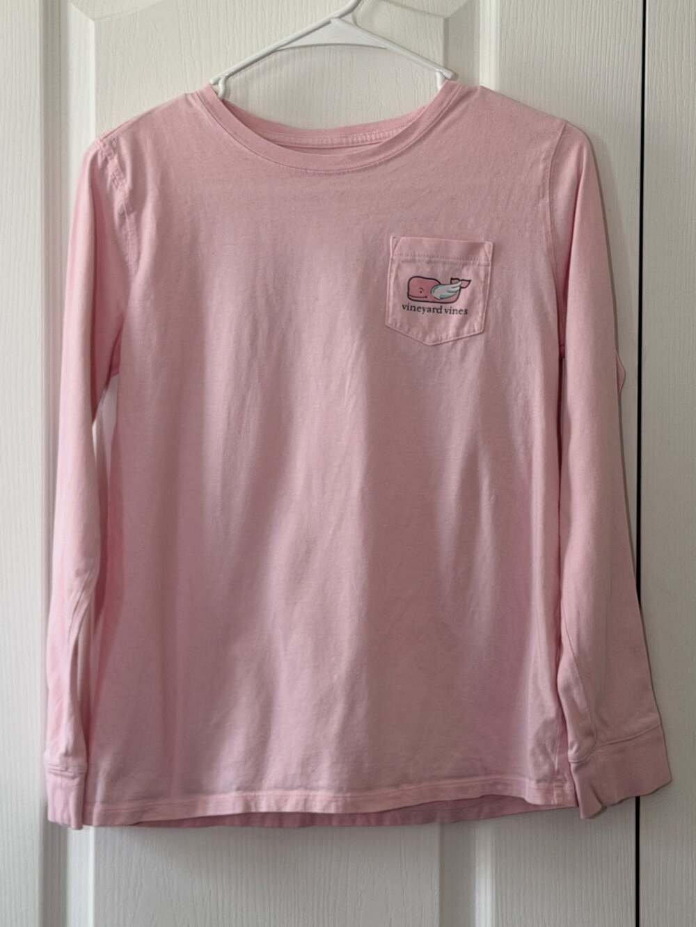 Vineyard Vines Girls Pink Valentines Day Whale Long Sleeve Pocket T-Shirt XL 16